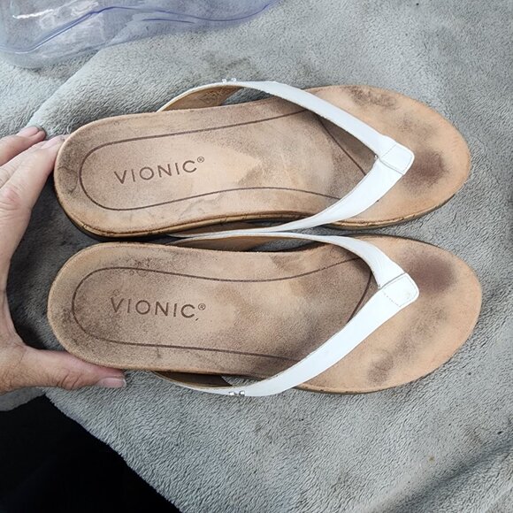Vionic Shoes Womens  Size 6 Daniela White Leather Strap Cork Sandals *GUC* - Picture 9 of 12